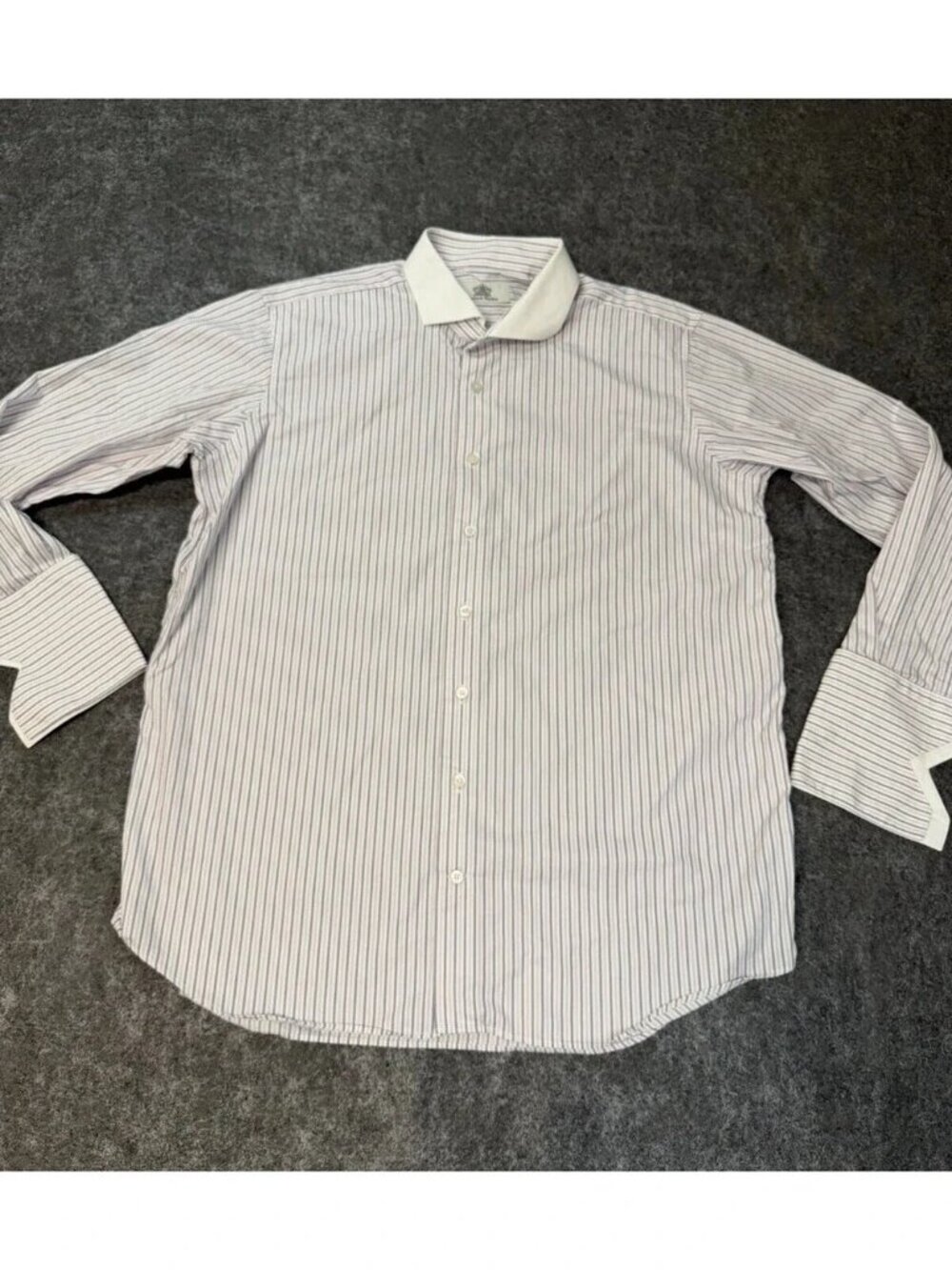 Report Oxxford Clothes Mens Custom Made Dress Shirt Striped White Pink Blue Made